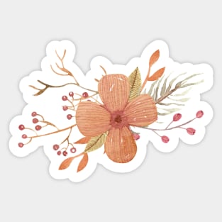 brown flower bouquet watercolor decoration Sticker